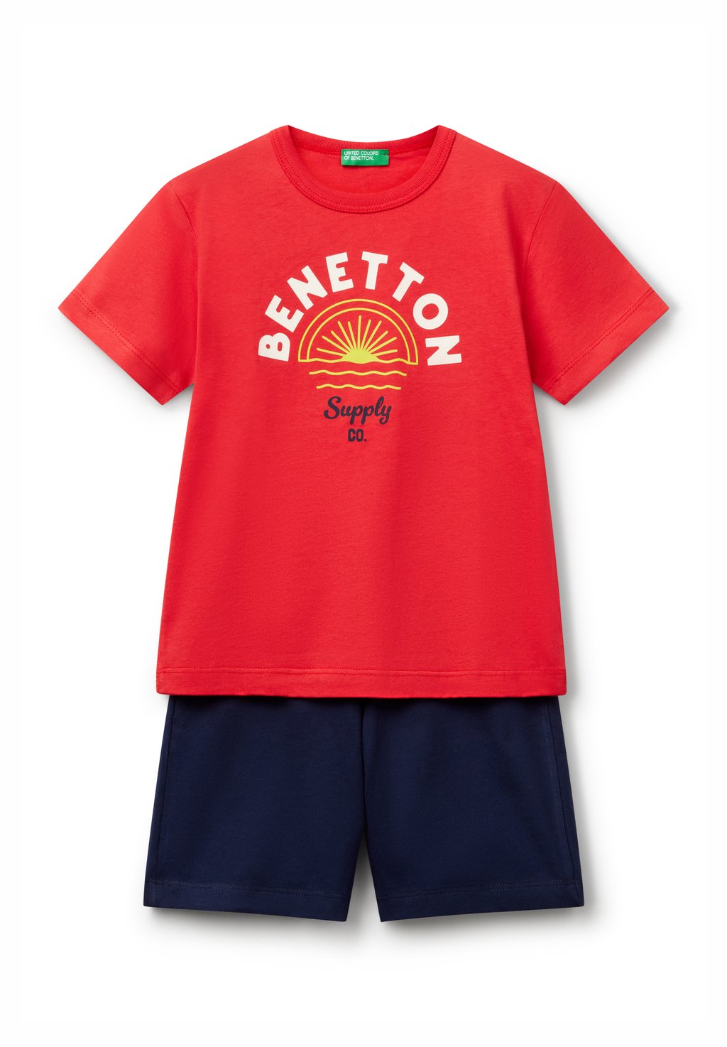 

Футболка с принтом SET AND BERMUDAS WITH LOGO United Colors of Benetton, красный