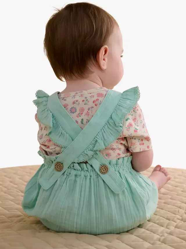Детский комбинезончик и футболка с вышивкой, цвет алоэ Purebaby — фото 3