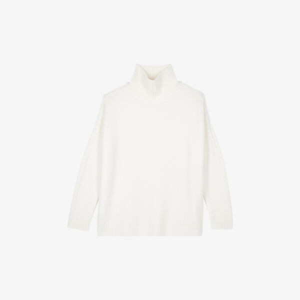 

Вязаный джемпер с кашемировым воротом The Kooples, экрю