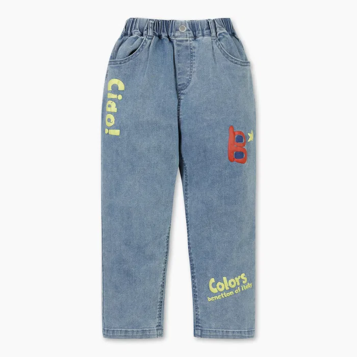 Детские джинсы-багги Colors, синие, от Benetton Kids