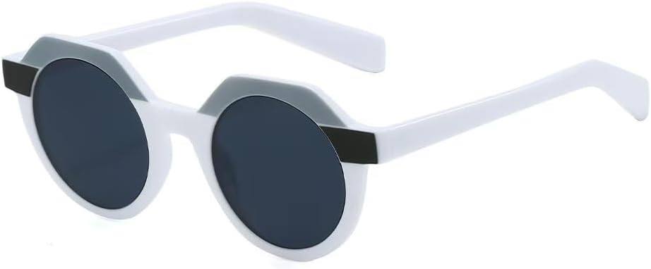 

Солнцезащитные очки для мужчин и женщин - защита UV400 - круглые линзы с градиентным покрытием и заклепками в стиле панк для занятий спортом на открытом воздухе и вождения QWBSER, 3