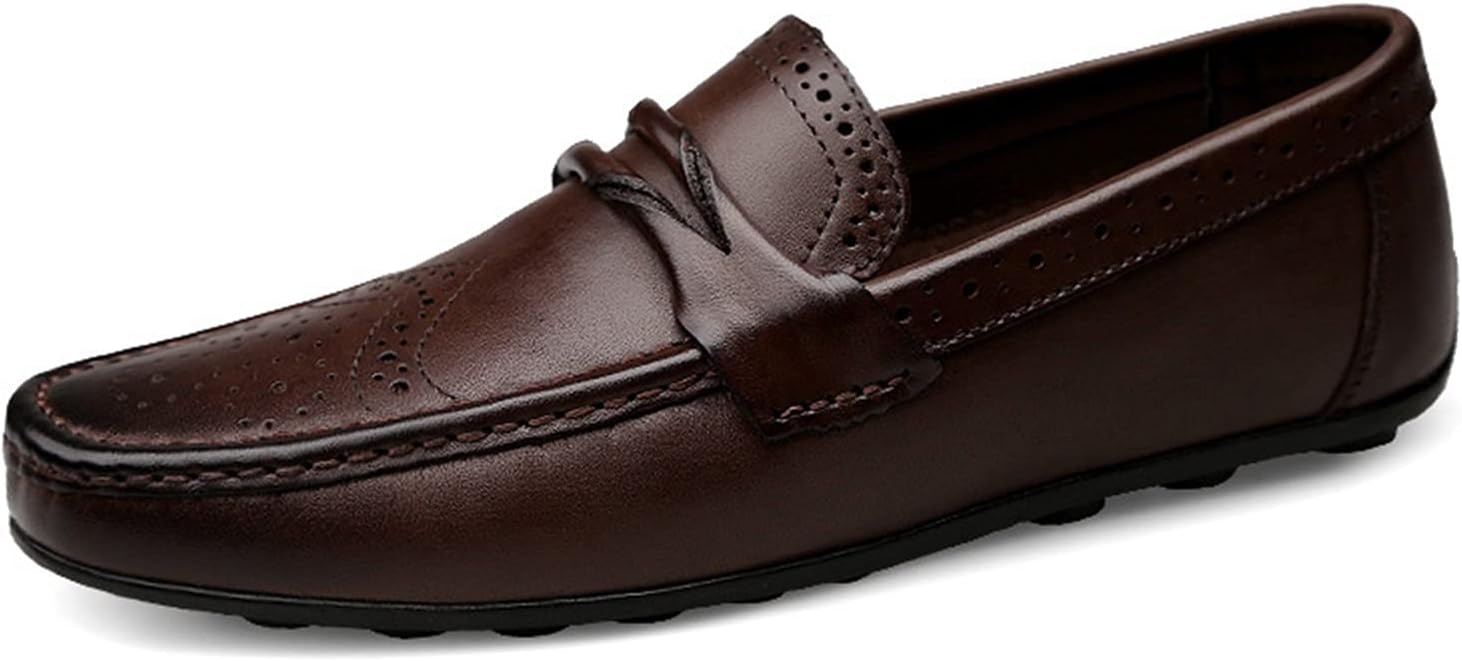 

Мужские лоферы с брогированными вставками и крыловидным носком, из натуральной кожи, с закругленным носком, плоской подошвой, легкие и удобные, и свадеб, без шнурков (Цвет: черный, Размер: 10.5) Wound