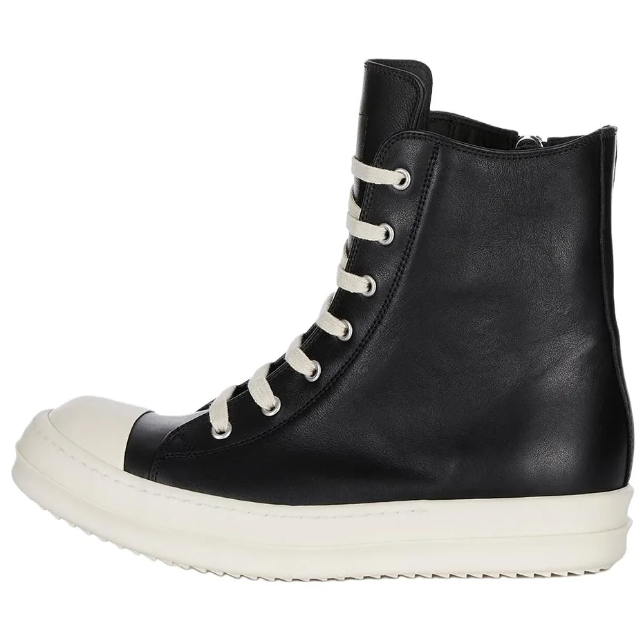 RICK OWENS Высокие скейтерские кожаные кроссовки RO для мужчин, черные