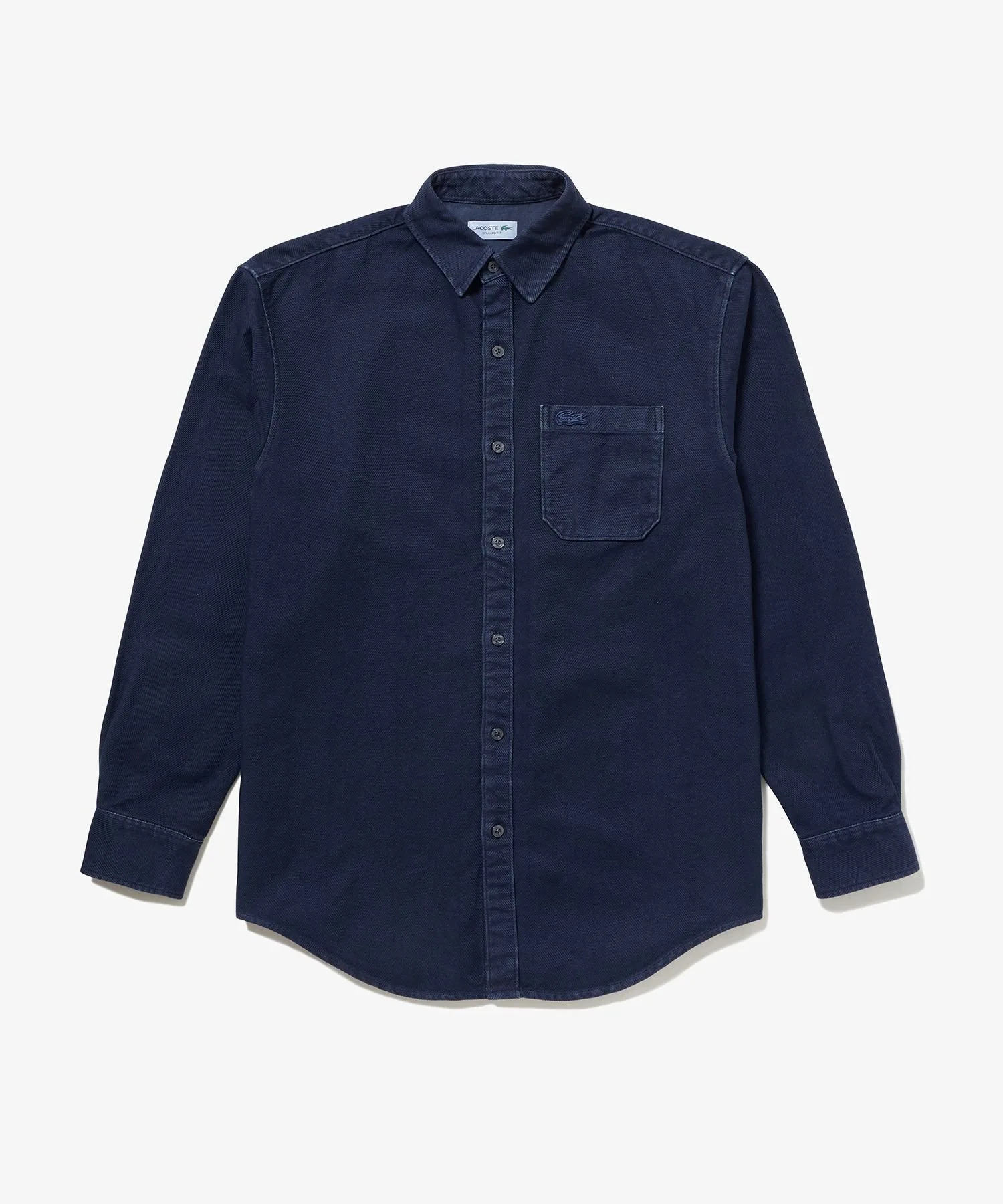 Рубашка из выстиранной фланели в елочку LACOSTE, Dark Navy — фото 4