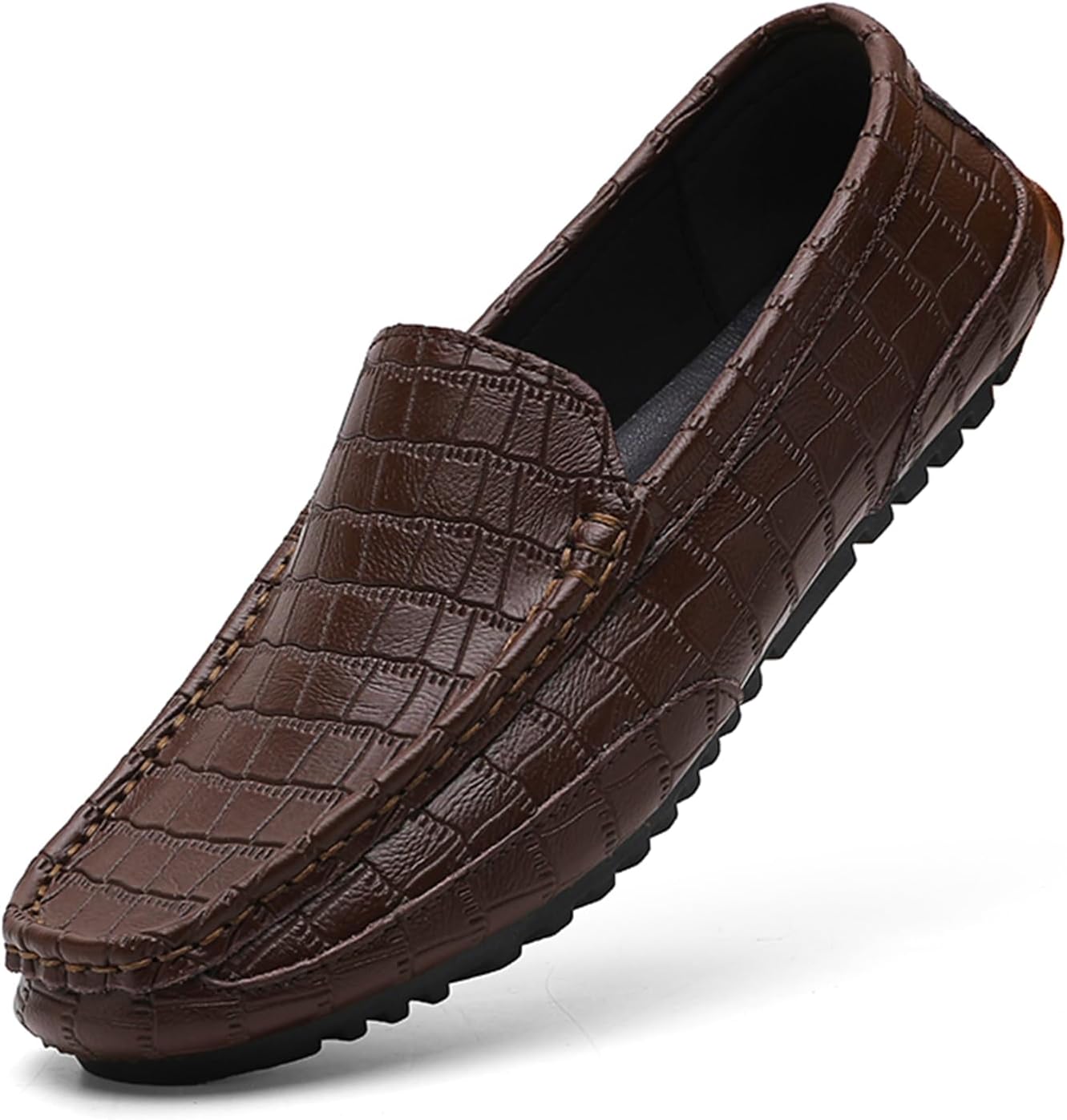 

Мужские лоферы Dacnakby из кожи с узором под крокодила, мягкие легкие черные слипоны, мокасины, лодочные туфли