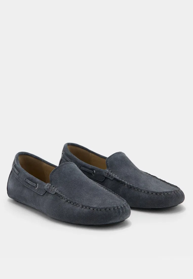 Замшевые мокасины для вождения, Suede Driving Shoes Mango Man, серый — фото 2