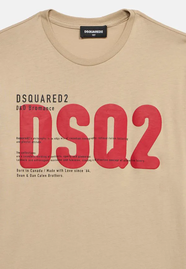 Свободная футболка унисекс с принтом Dsquared2, Beige — фото 4
