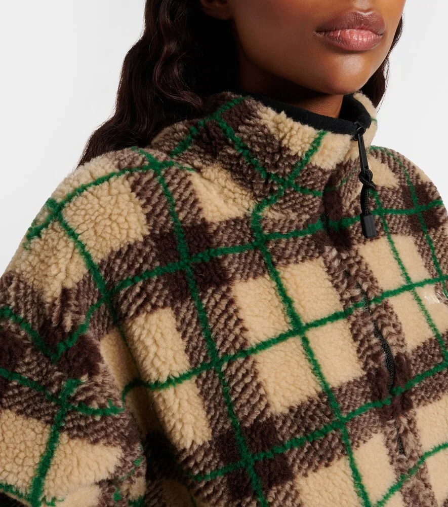 Укороченная флисовая куртка в клетку Miu Miu, мультиколор — фото 4
