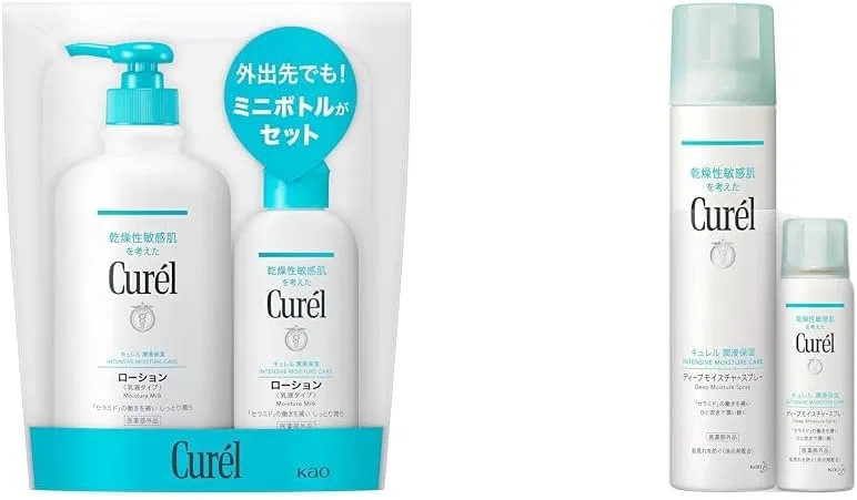Лосьон для тела Curel 410 мл + 110 мл + спрей Deep Moisture 250 г + 60 г, набор 2 шт