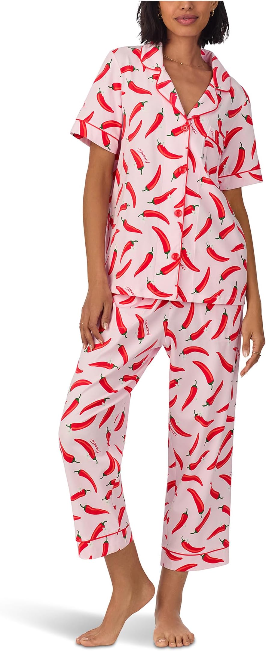 

Пижама Bedhead PJs Cotton Knit Short Sleeve Cropped PJ Set, цвет Coming In Hot