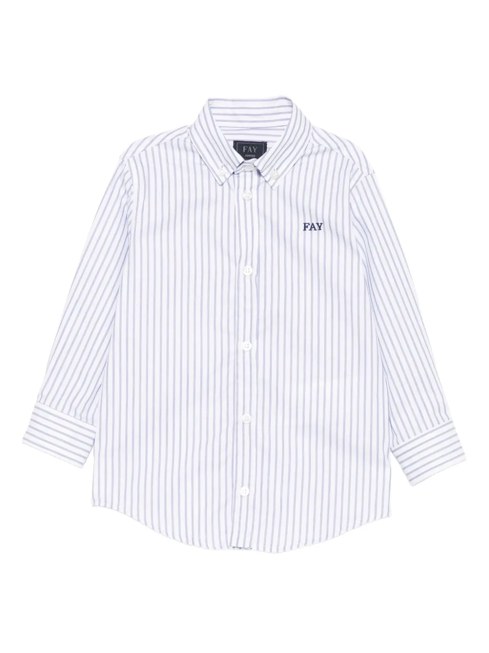 

Рубашка в полоску с вышитым логотипом Fay Kids, белый