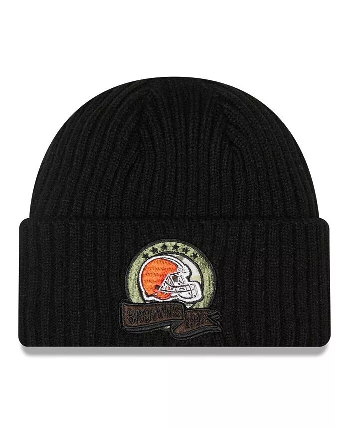 

Мужская черная вязаная шапка Cleveland Browns 2022 Salute To Service New Era, черный