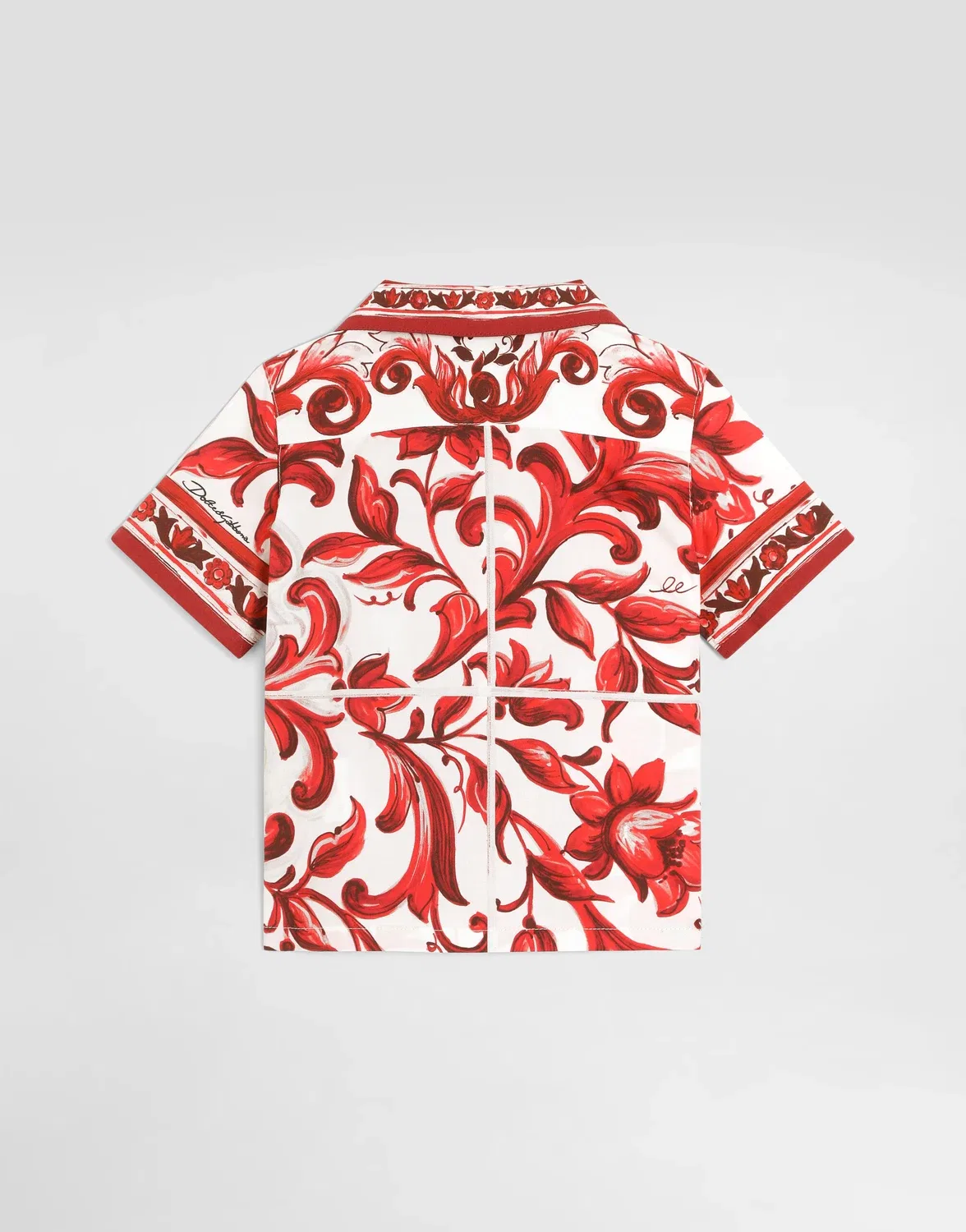 Рубашка из поплина с майоликовым принтом Dolce & Gabbana, бежевый — фото 3