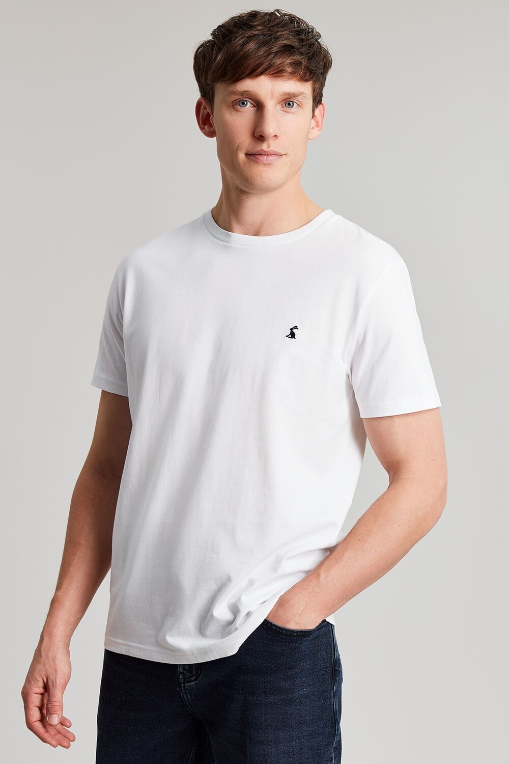 

Однотонная футболка Denton из джерси Joules, белый