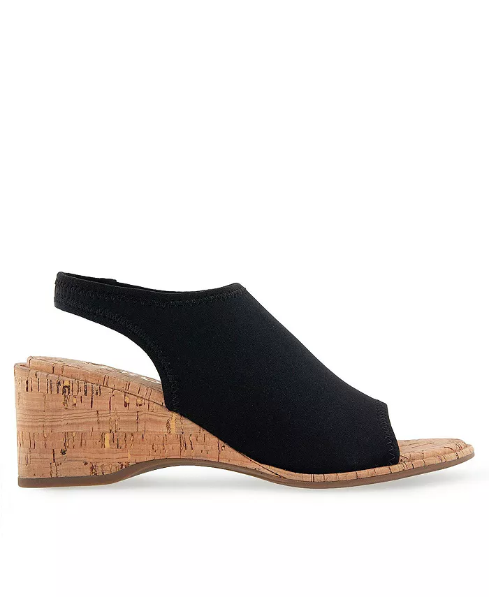 Женские босоножки Nuri с открытым носком и танкеткой Aerosoles, черный — фото 2
