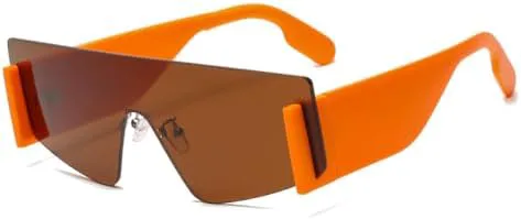 

Солнцезащитные очки без оправы квадратной формы для женщин, прямоугольные солнцезащитные очки, модные женские очки коричневого цвета, цельные очки MTZJH, Orange Brown