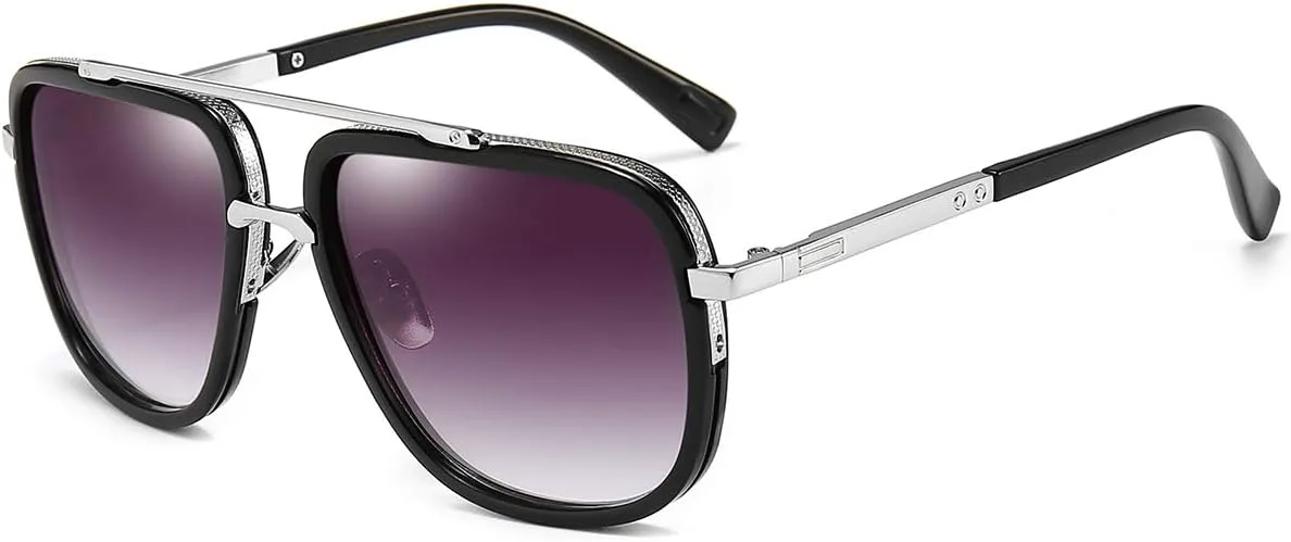 

Солнцезащитные очки-авиаторы Dollger увеличенного квадратного размера для мужчин, модель «пилот», золотистая оправа, ретро-стиль, A2-silver Frame/Gradient Grey Lens