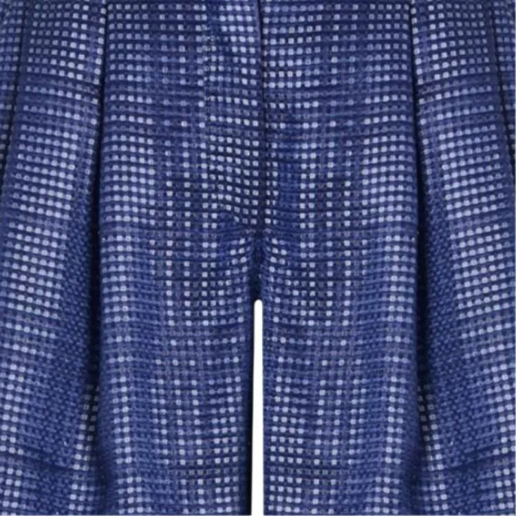 Шорты с защипами из купро с клетчатым узором Emporio Armani синие — фото 3