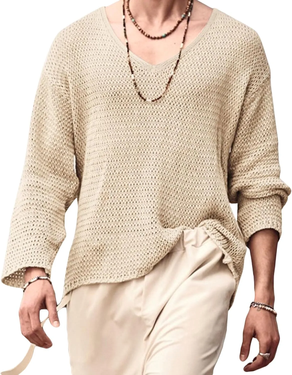 

Мужской свитер с v-образным вырезом, свободный