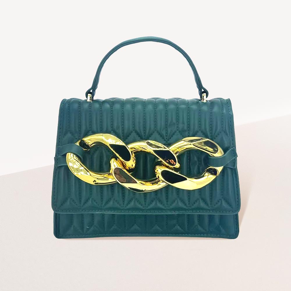 

Сумка через плечо с верхней ручкой из искусственной кожи с массивной металлической отделкой FASHNZFAB, зеленый