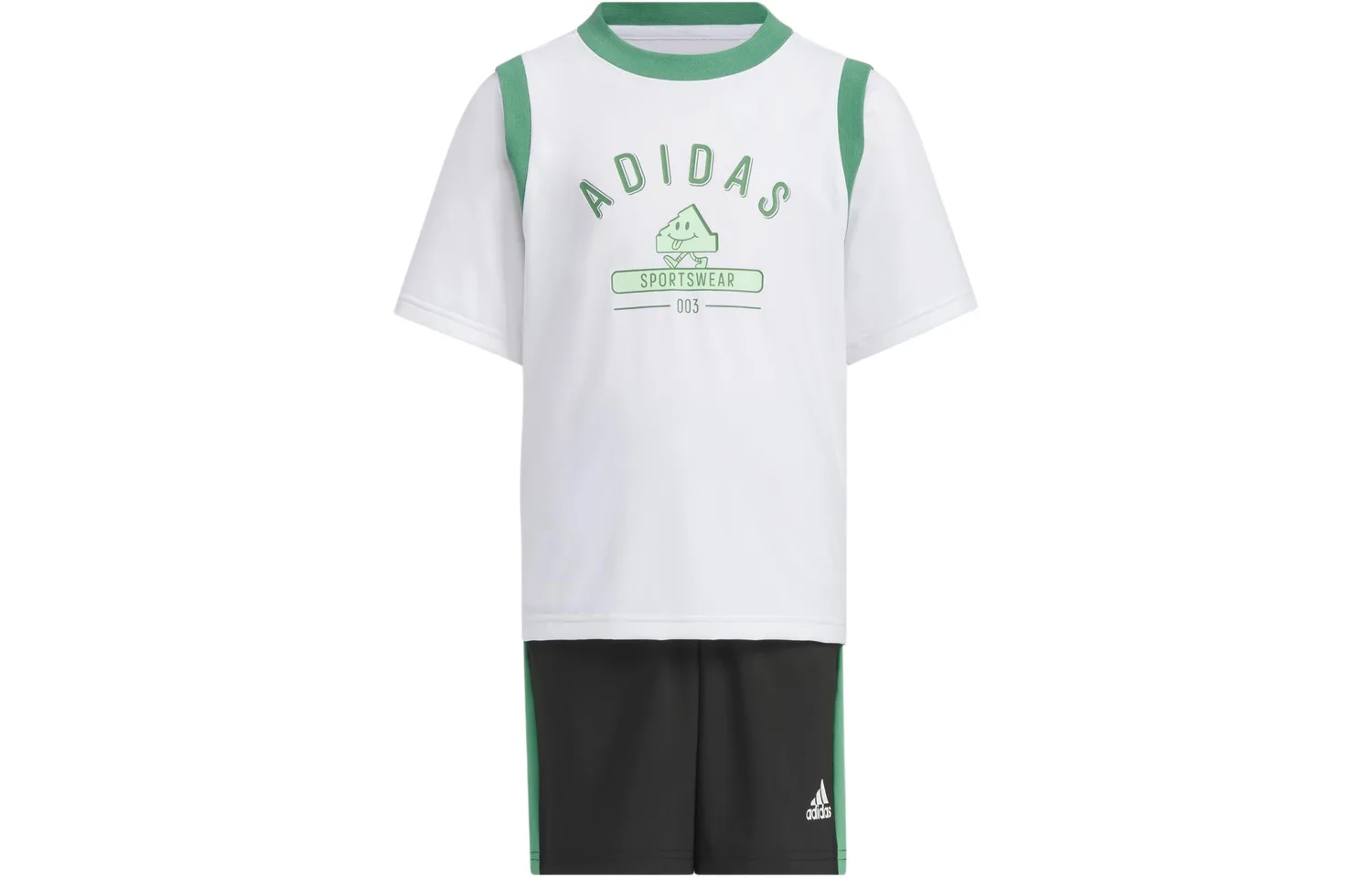 Детская повседневная спортивная футболка с круглым вырезом Adidas, Set (White Green+Black)