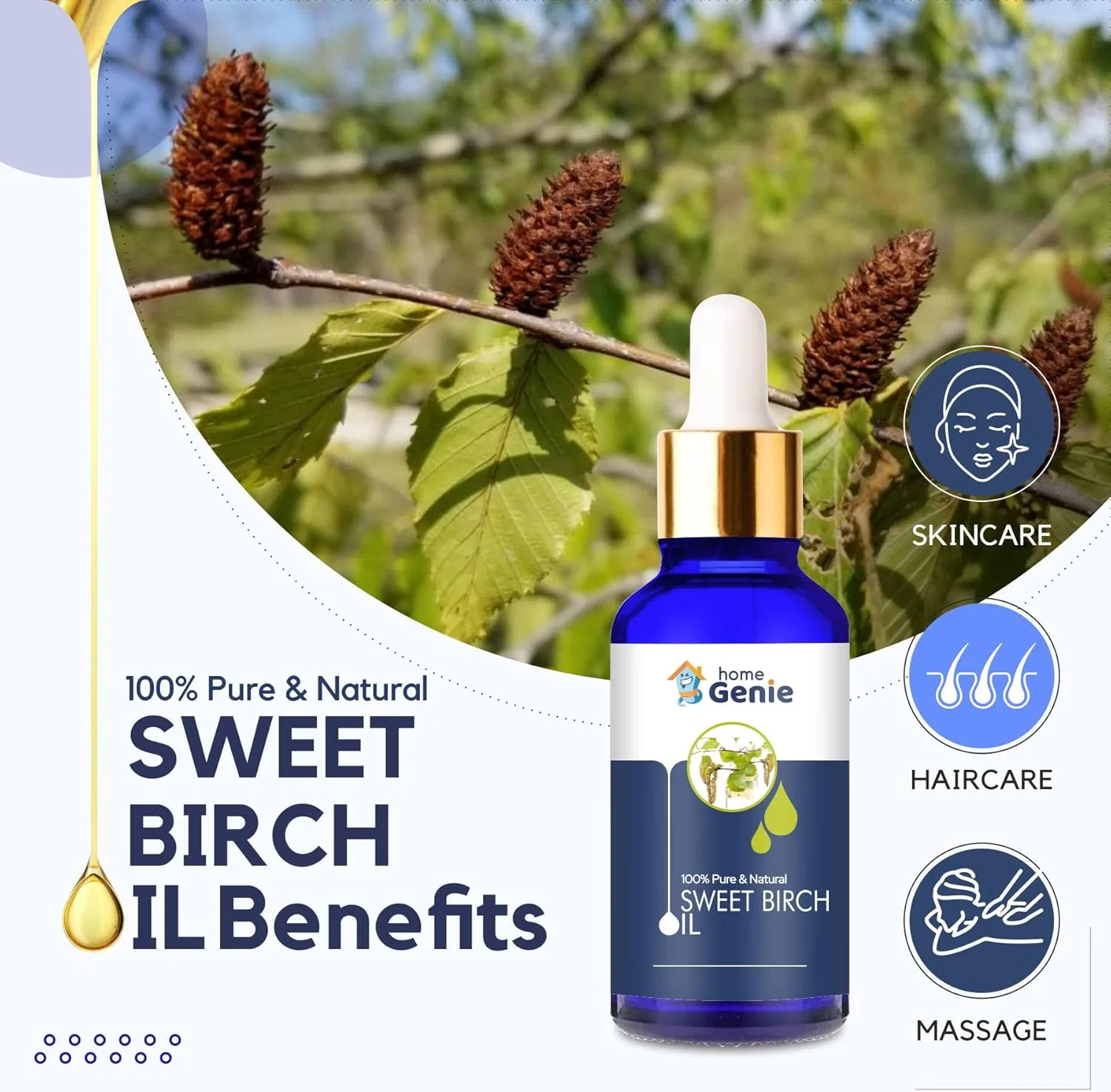 Масло для лица HOME GENIE — Sweet Birch Oil, 30 мл — фото 3