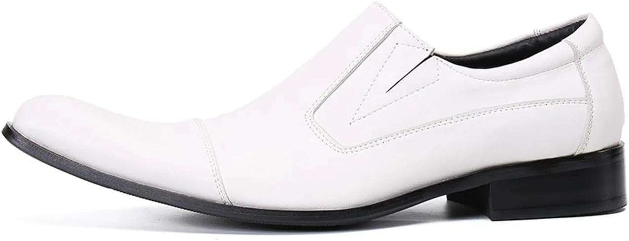 Туфли кожаные белые, Loafers Cowhide Printing Shoes Genuine Leather Large Size Low Top Slip-Ons Breathable Suit Shoes Casual Shoes, белый MANYUBEI — фото 2