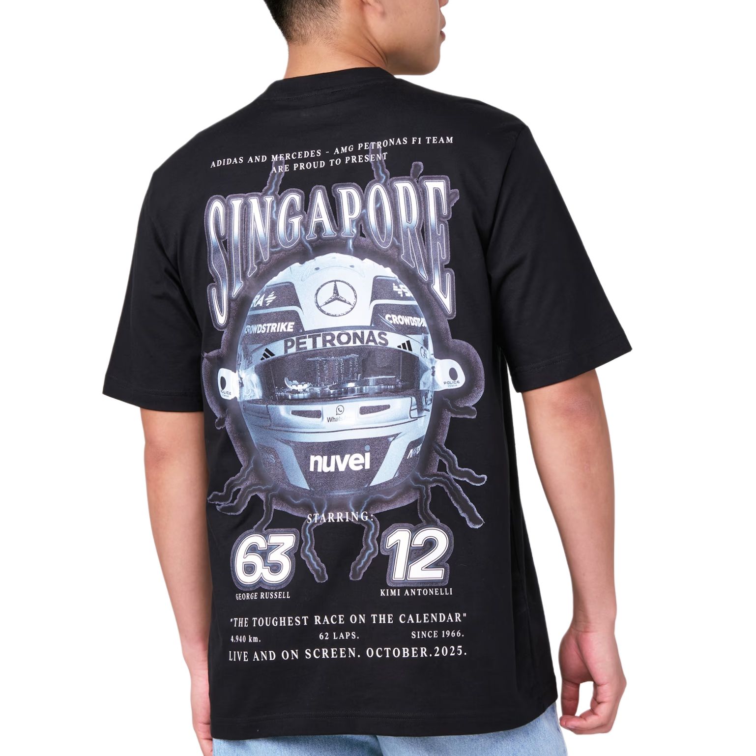 Футболка Mercedes AMG Petronas Formula One Singapore GP Adidas, черный — фото 3
