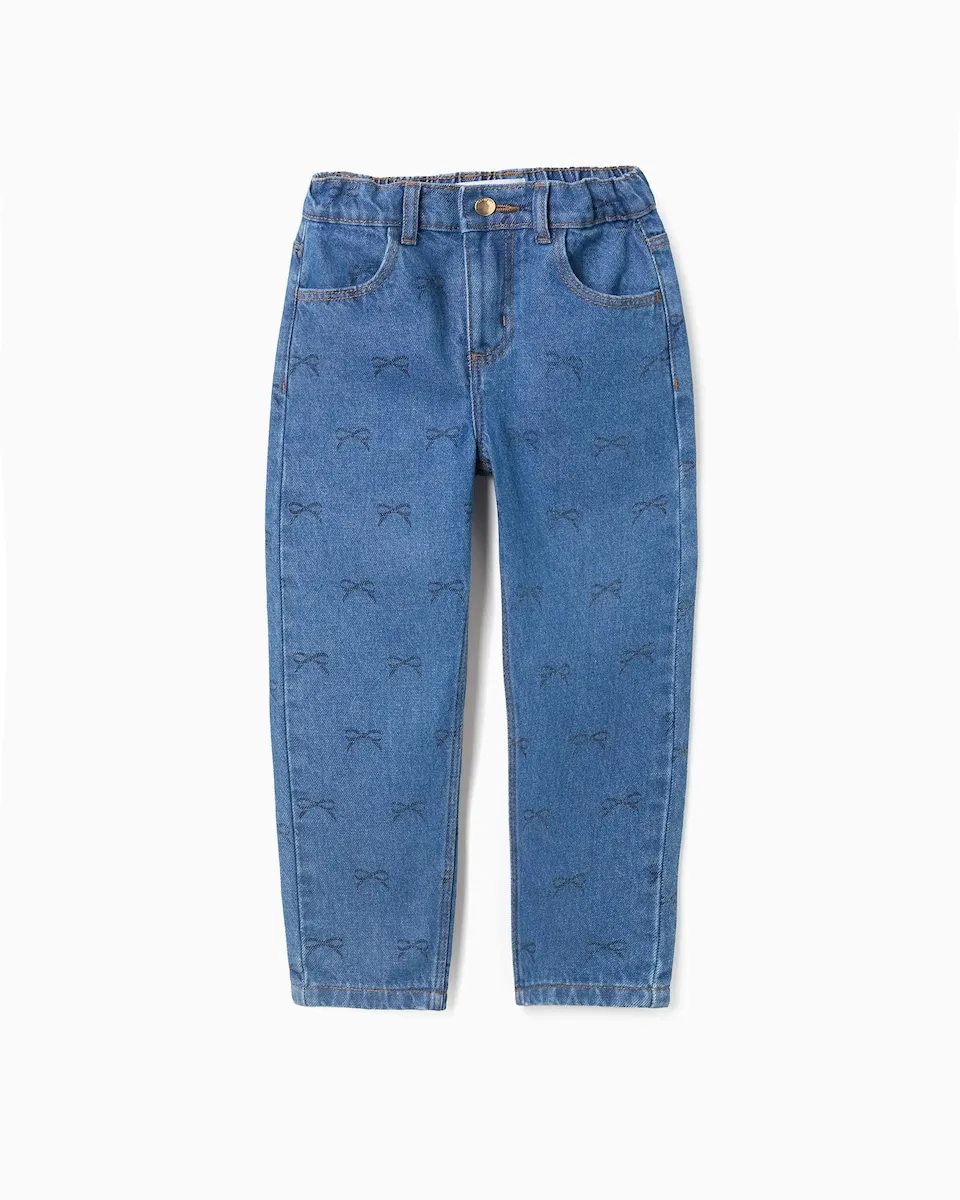 

Джинсы для девочки, 100% хлопок, с бантиками Zippy, синий