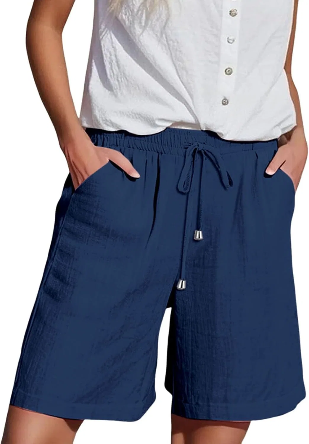Женские шорты бермуды из льна, Navy