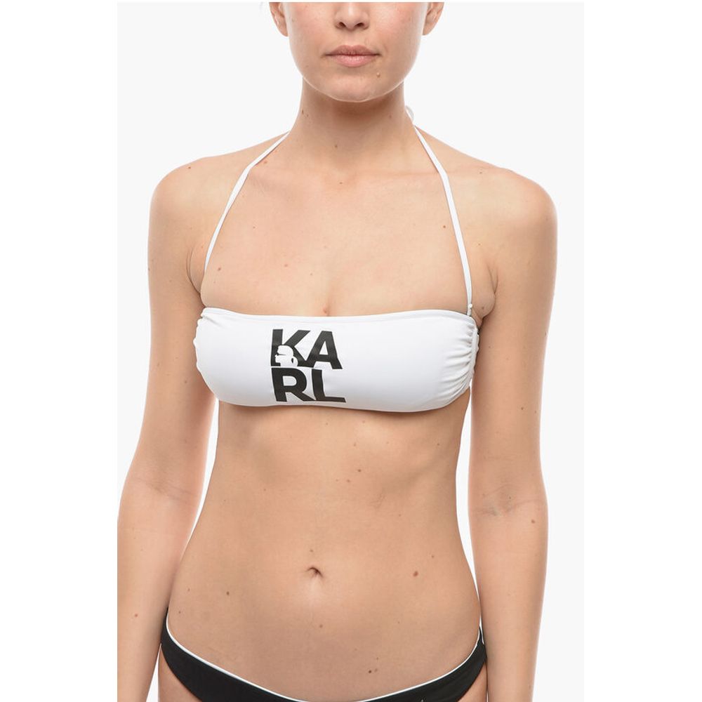 

Однотонный топ-бандо с контрастным напечатанным логотипом Karl Lagerfeld, White