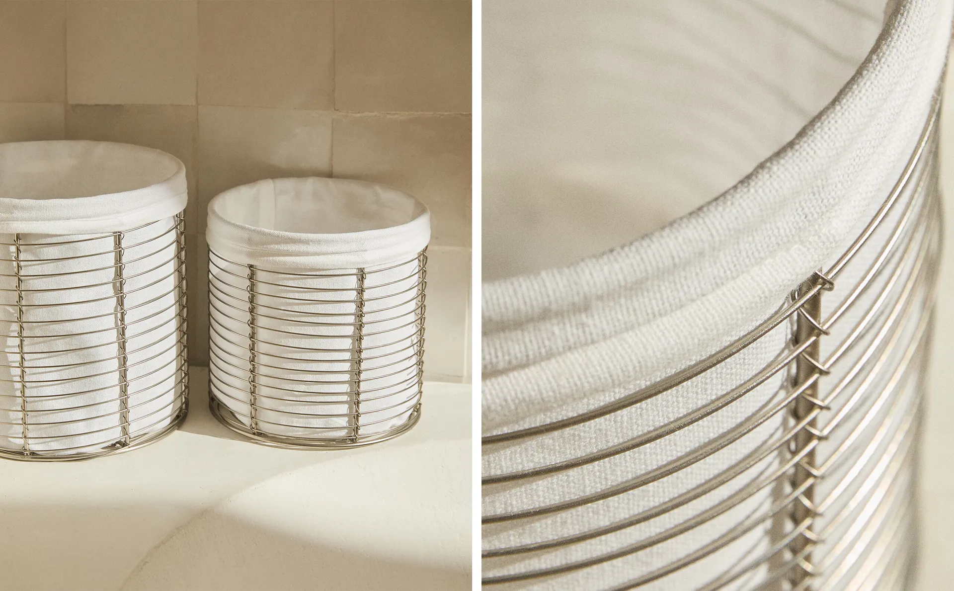 

Круглая корзина на тканевой подкладке Zara Home, серый