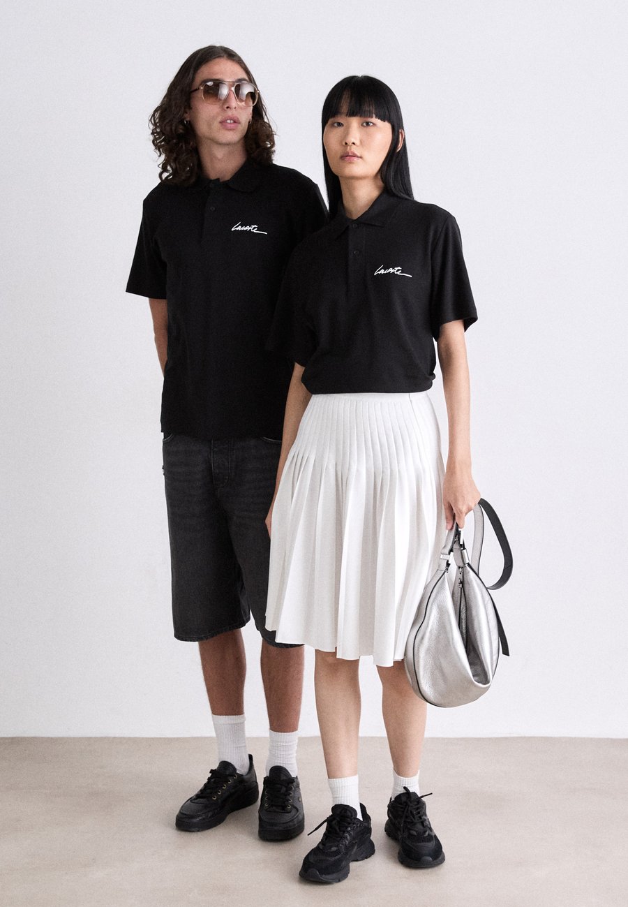 Поло Lacoste Unisex, Black, однотонное, черное — фото 2
