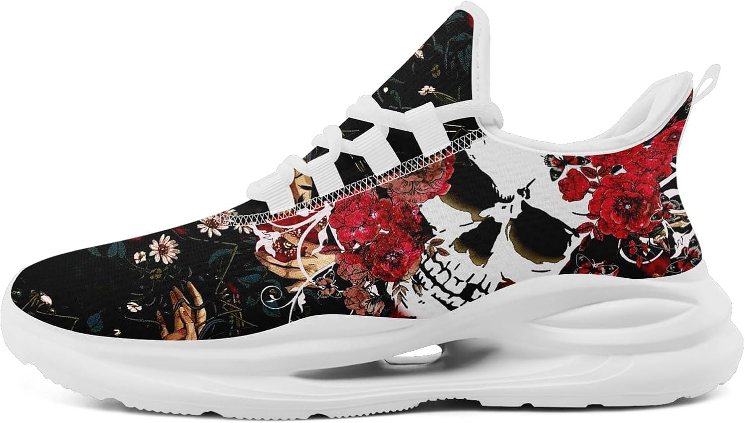 

Кроссовки женские с черепом и розой, легкие для бега, мужские дышащие кроссовки для ходьбы, унисекс, стильные готические панк кроссовки для тренировок и улицы Awsole, белый/черный/красный/коричневый/серый
