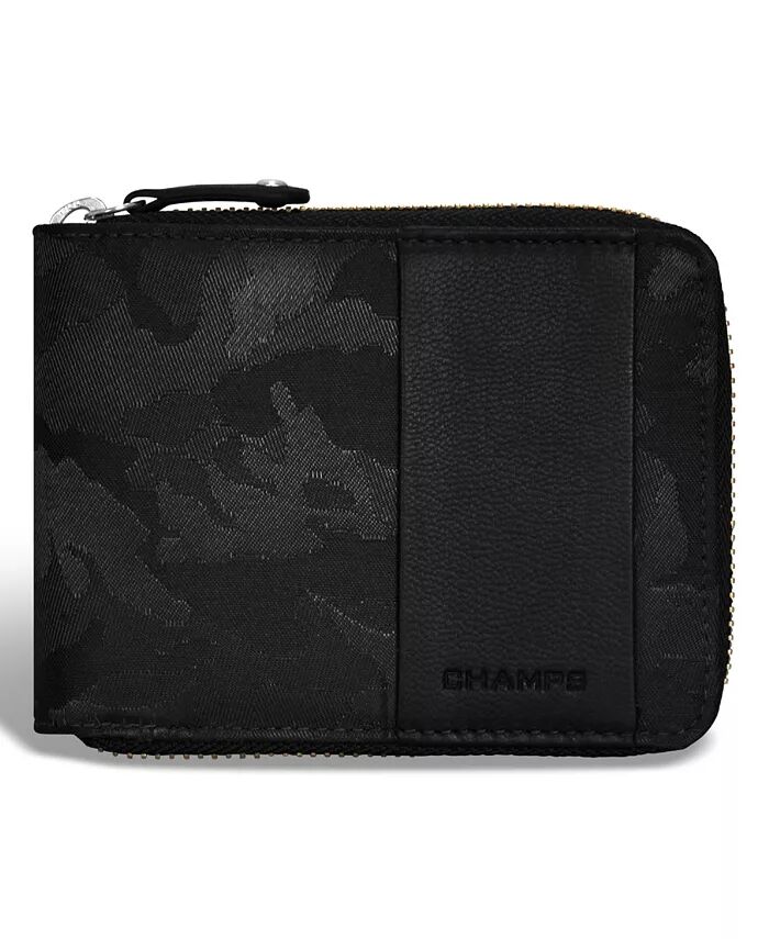 

Мужской кожаный кошелек с застежкой-молнией Camo Collection CHAMPS, черный