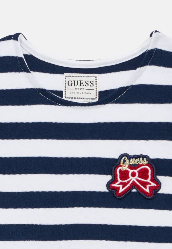 Детское трикотажное платье из плетеного трикотажа Guess, White/Blu — фото 3