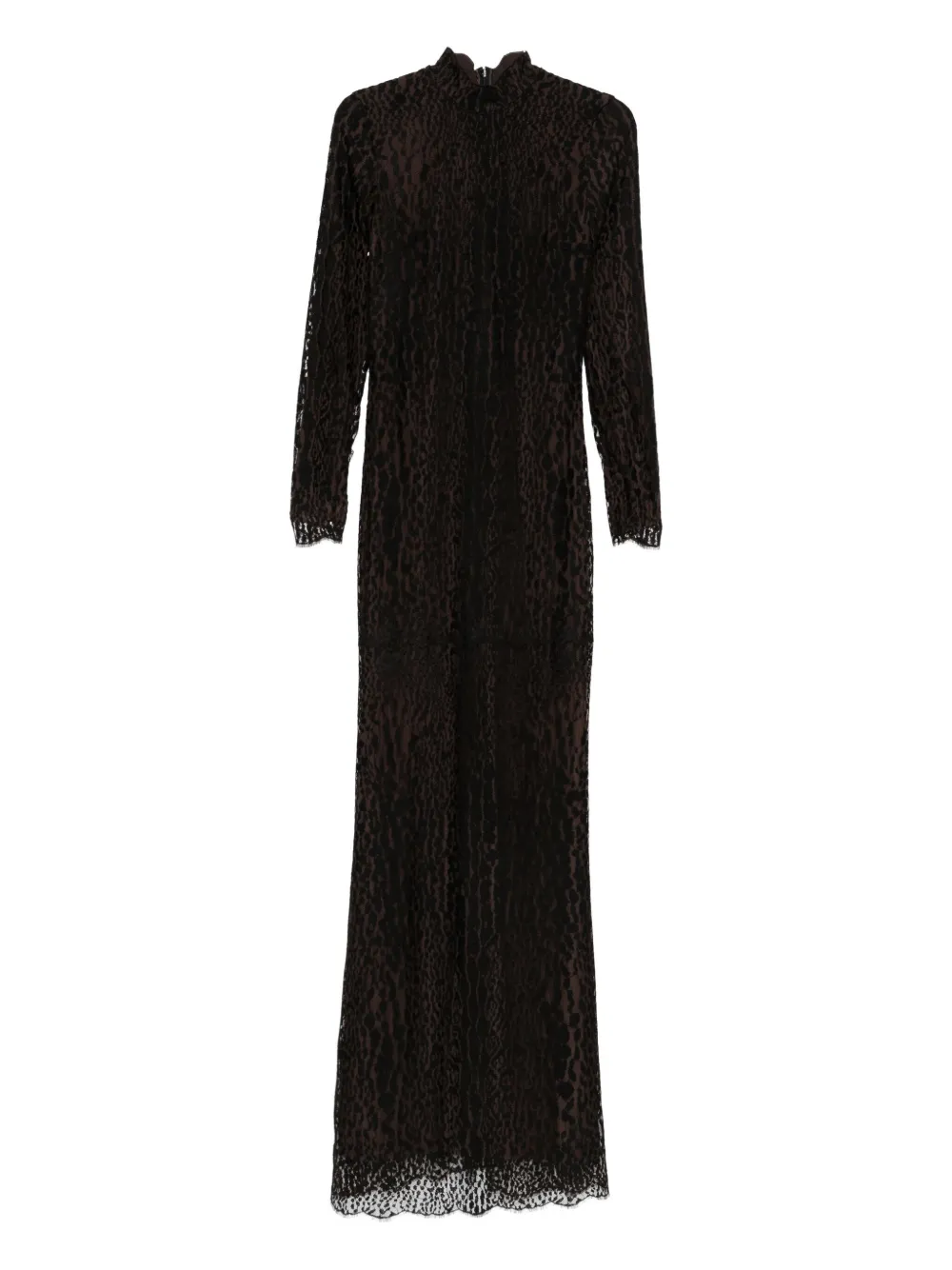 

Платье макси с высоким воротником и леопардовым принтом TOM FORD, черный