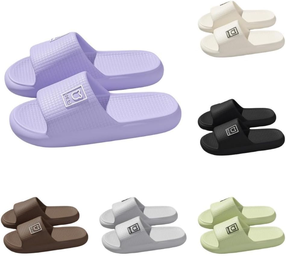 

Женские тапочки ALBIVA с милым медвежонком, летние, мягкая подошва, нескользящие сандалии для дома и улицы, кавайные подарки для женщин и мужчин, фиолетовый