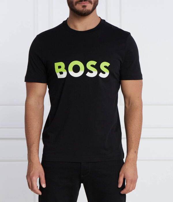 

Футболка Boss Green Regular Fit, черный / зелено-белый