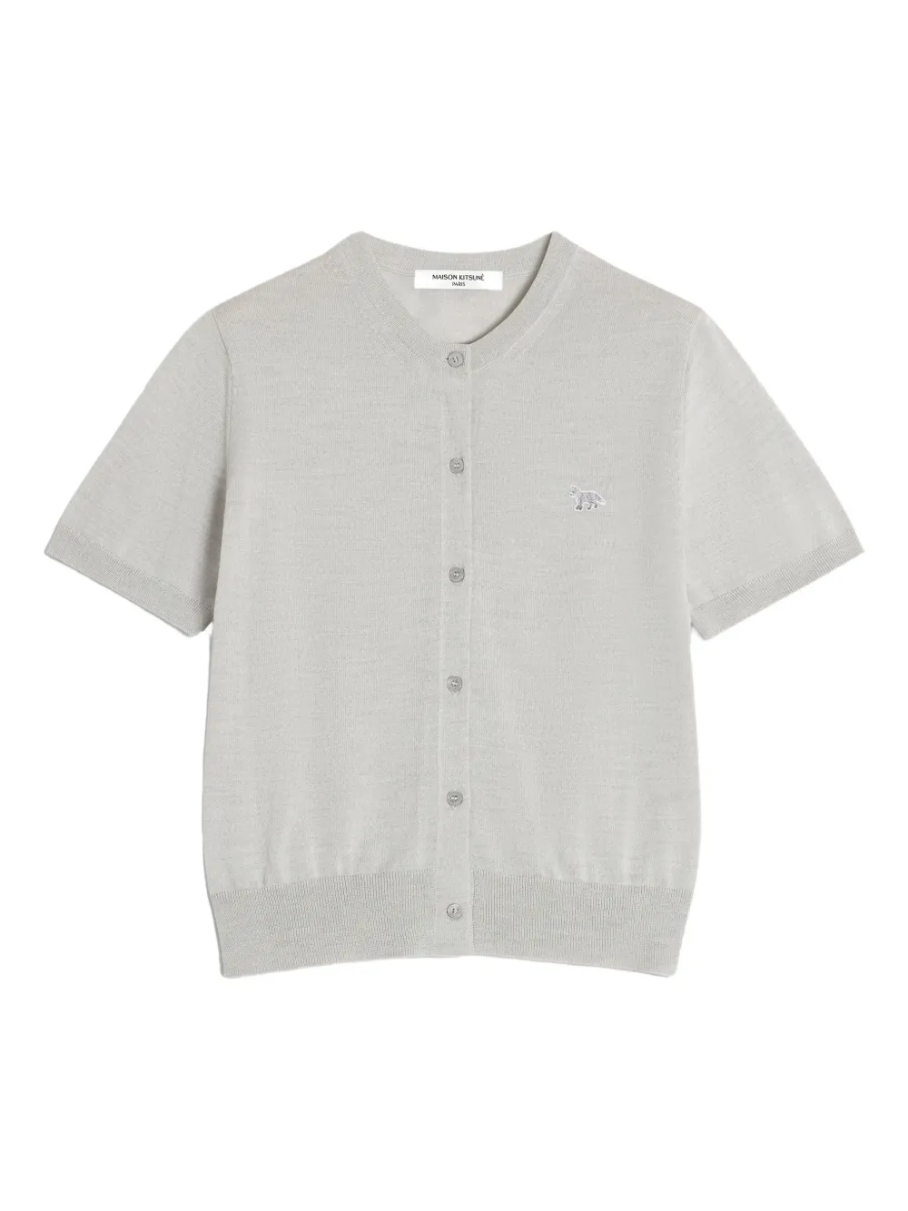 

Кардиган с короткими рукавами и вышивкой Baby Fox Maison Kitsuné, серый