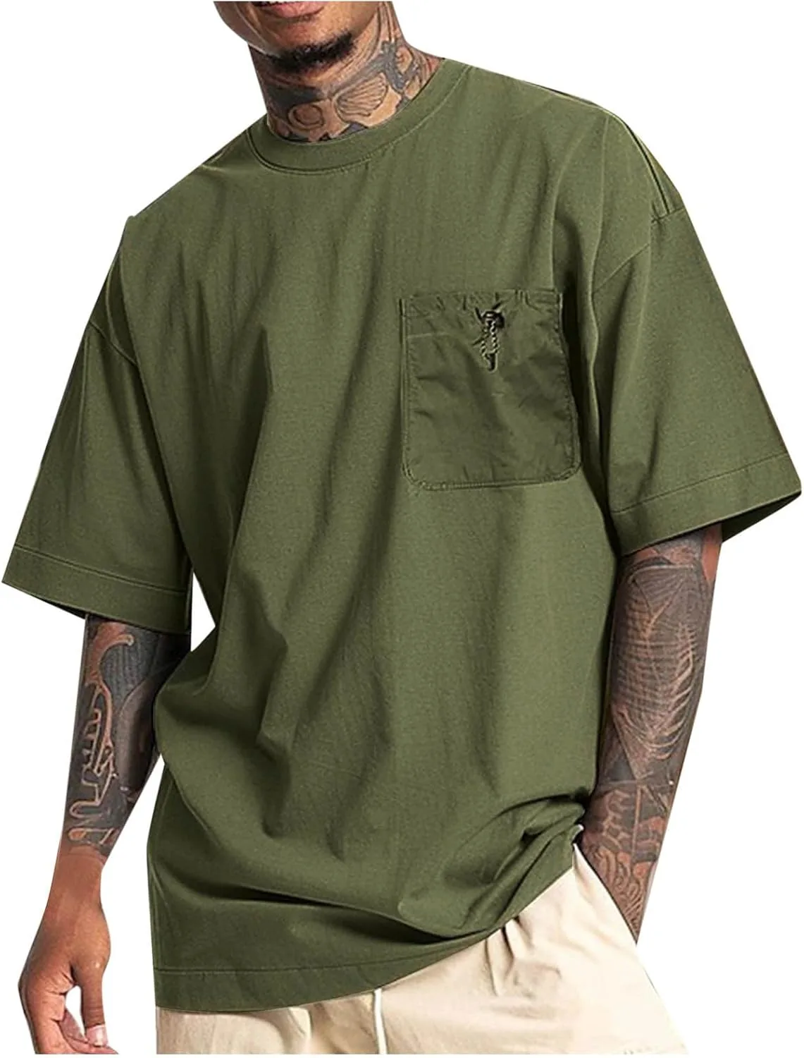 

Футболка Cambkatl Oversized Cotton Crewneck с нагрудным карманом