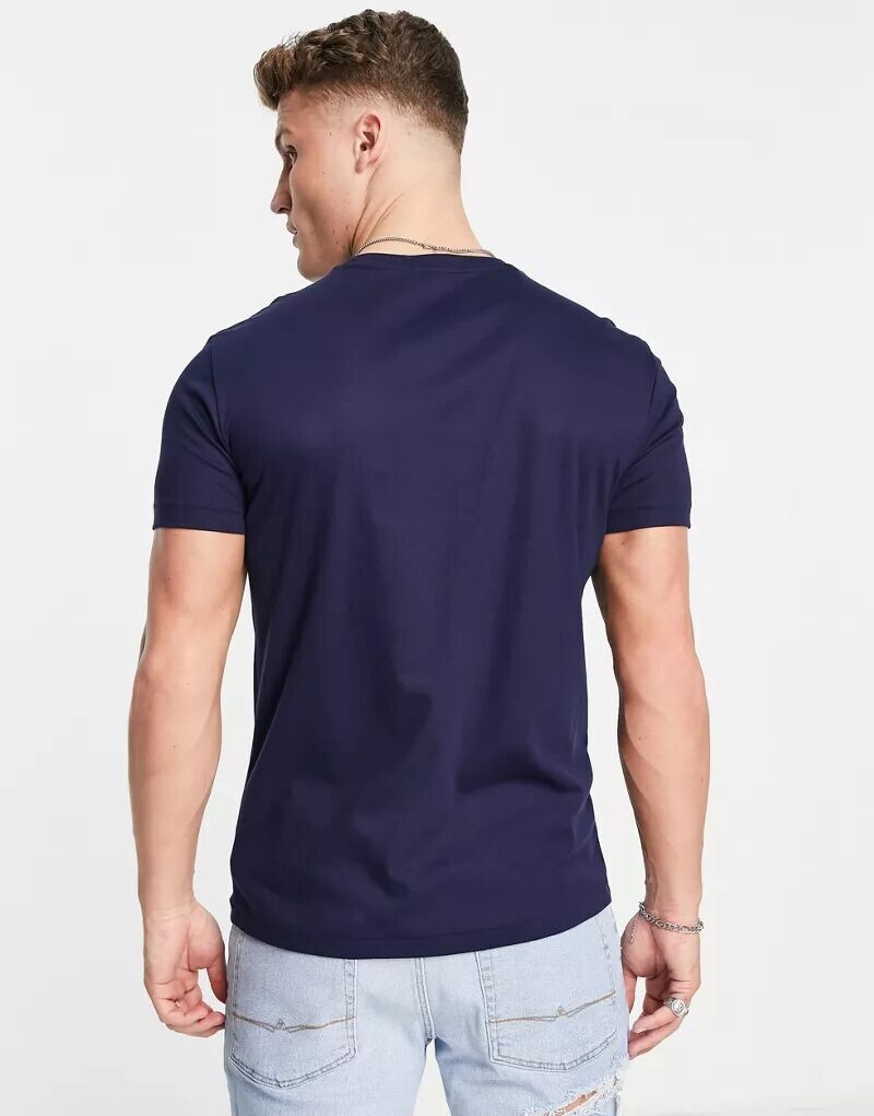 Темно-синяя хлопковая футболка с логотипом Polo Ralph Lauren pima — фото 3
