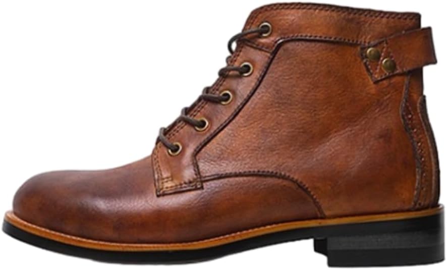 

Легкие высокие ботинки на все сезоны с удобным круглым носком для мужчин, походные ботинки, вестерн Generic, коричневый