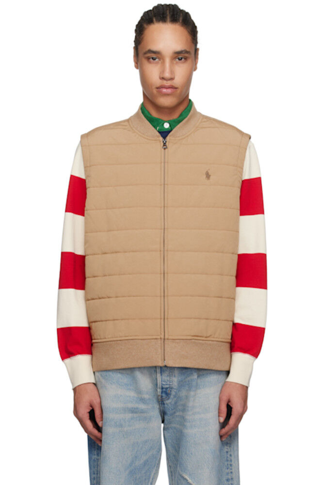 

Жилет двойной вязки из бежевого пике Polo Ralph Lauren