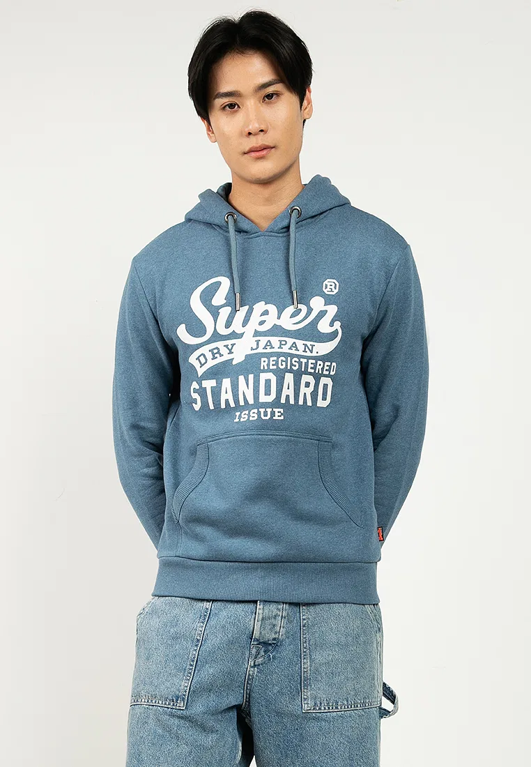 Худи, стандартный крой, Standard Script Superdry, голубой