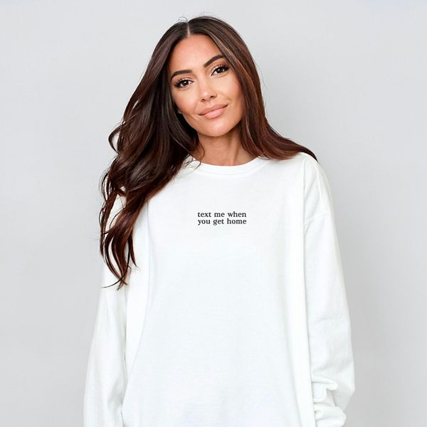 

Вышитый свитшот с надписью "Text me when you get home" Simply Sage Market, White, Белый, Вышитый свитшот с надписью "Text me when you get home" Simply Sage Market, White