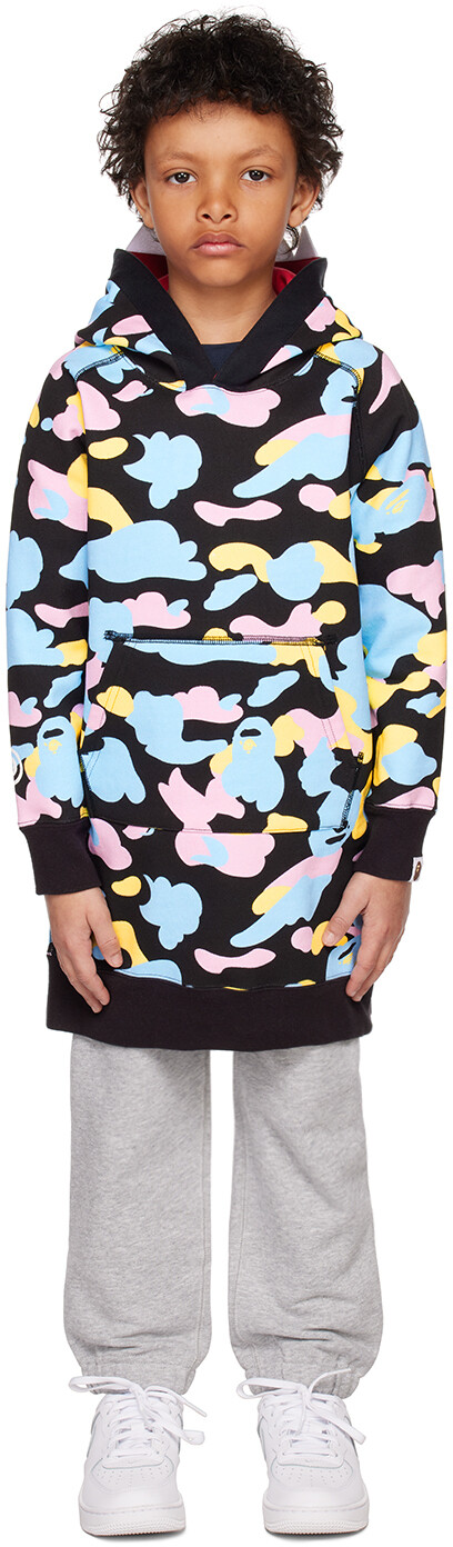 

BAPE Kids Черное камуфляжное платье с изображением акулы, Черный, BAPE Kids Черное камуфляжное платье с изображением акулы