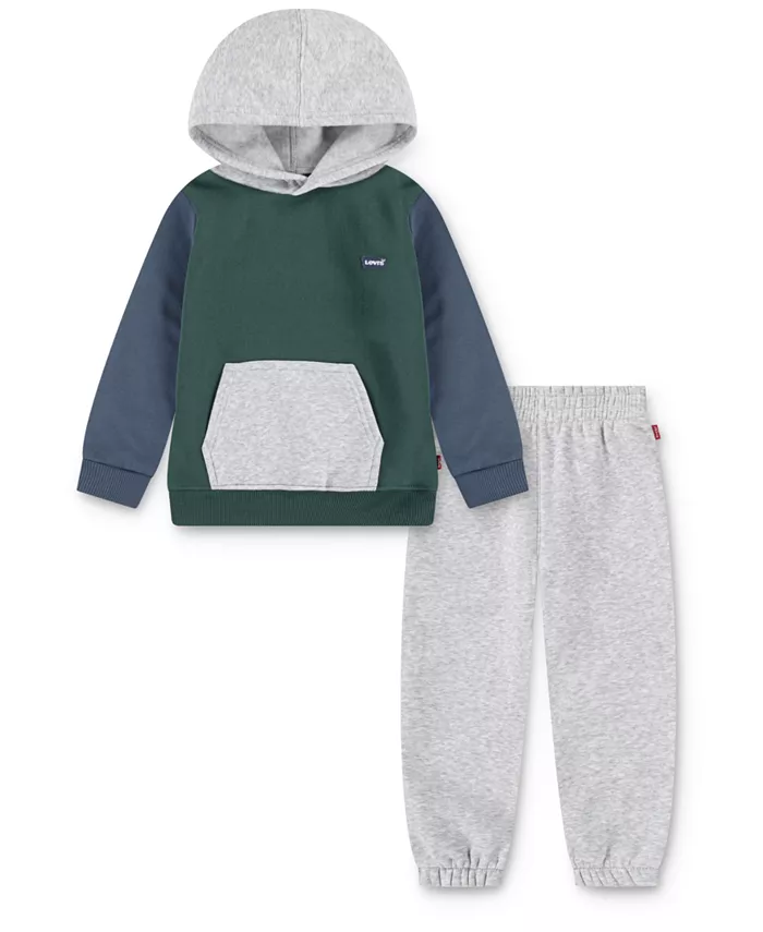 

Мальчики Toddler 2T-4T комплект из 2 предметов: лонгслив с капюшоном и джоггеры в технике колор-блок Levi'S, мультиколор