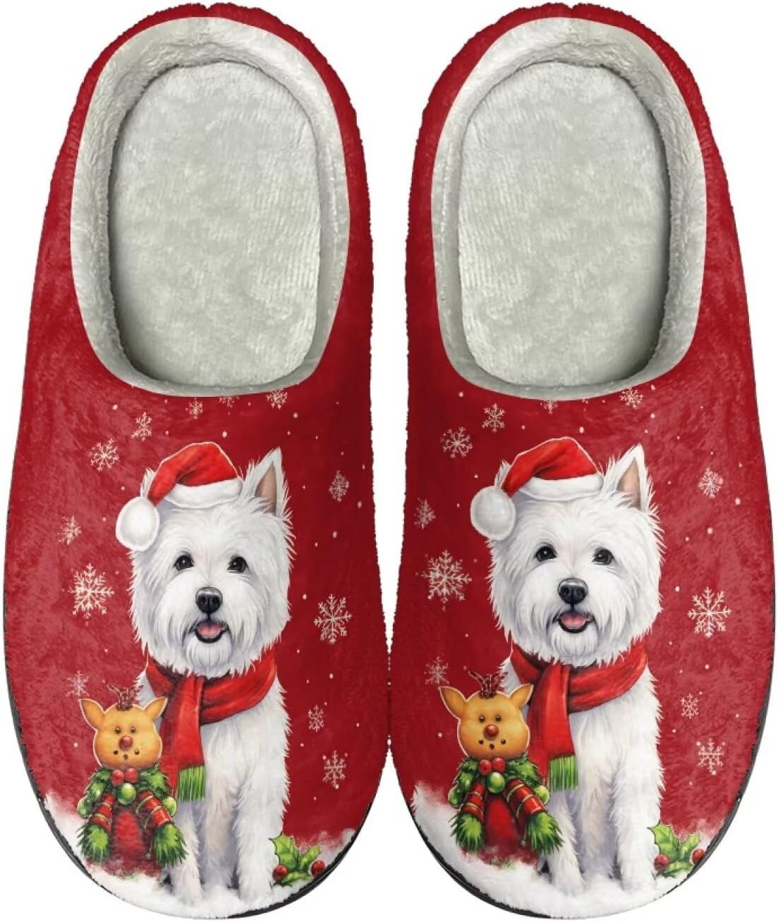 

Тапочки HUIACONG TPR для мужчин и женщин, для дома и улицы, пушистые, унисекс, Schnauzer Gingerbread Man Snowflake