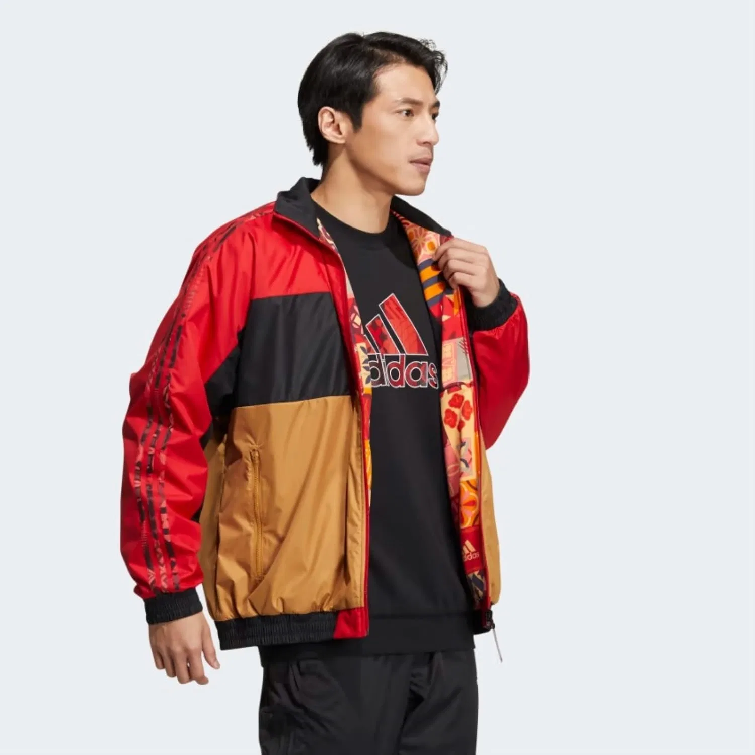 Мужская двусторонняя тканая куртка Adidas к Китайскому Новому году, алая — фото 2